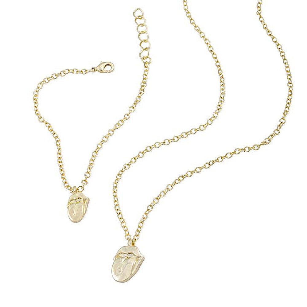 ROLLING STONES ローリングストーンズ (来日 35周年 記念 ) - Gold Tongue Necklace & Bracelet Set / ネックレス - PGS